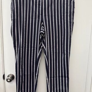Worthington Women's Navy and White Striped Straight Leg Pants